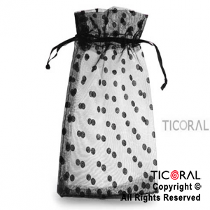 BOLSA ORGANZA NEGRO 13X20 LUNARES HS3975-7 x 1